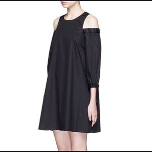 Tibi Satin Poplin Cold Shoulder Dress